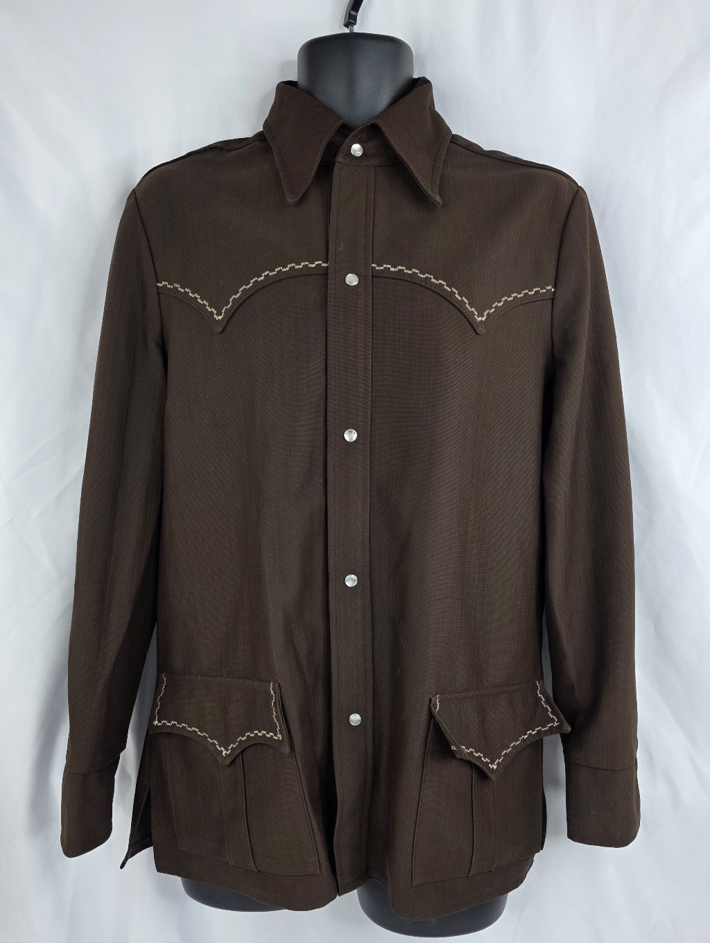 Tregus Westwear Men's Brown Western Snap Front Shirt Size 42 Vintage Cp-3568